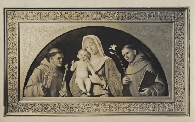 Anonimo — Cima Giovanni Battista - sec. XVI - Madonna con Bambino tra san Francesco d'Assisi e sant'Antonio da Padova — insieme